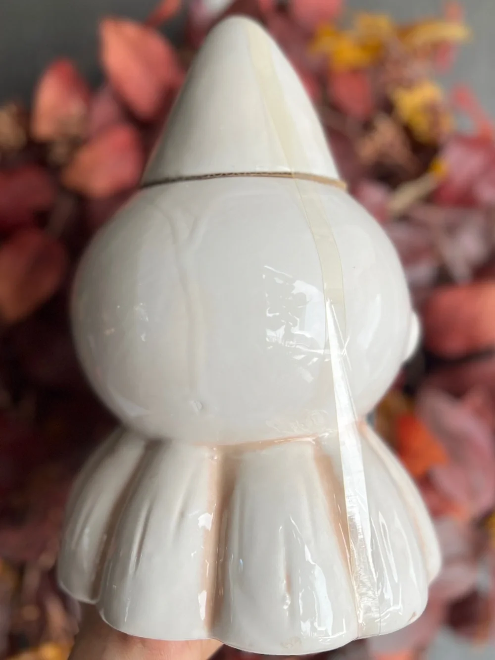 White Ceramic Ghost Figurine Holiday Decor by